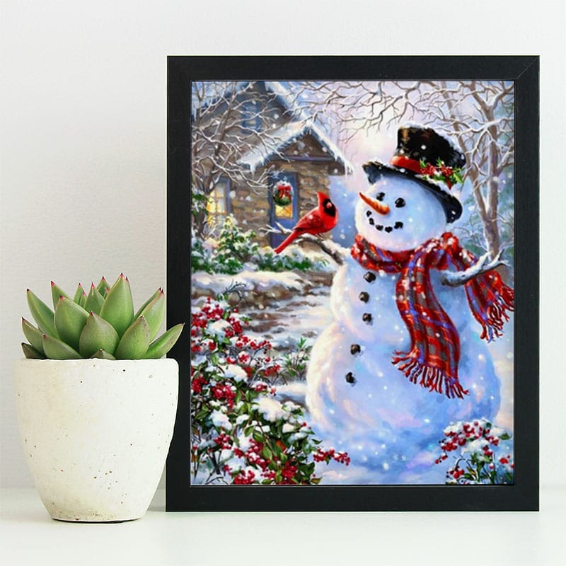 Snowman with a Sparrow