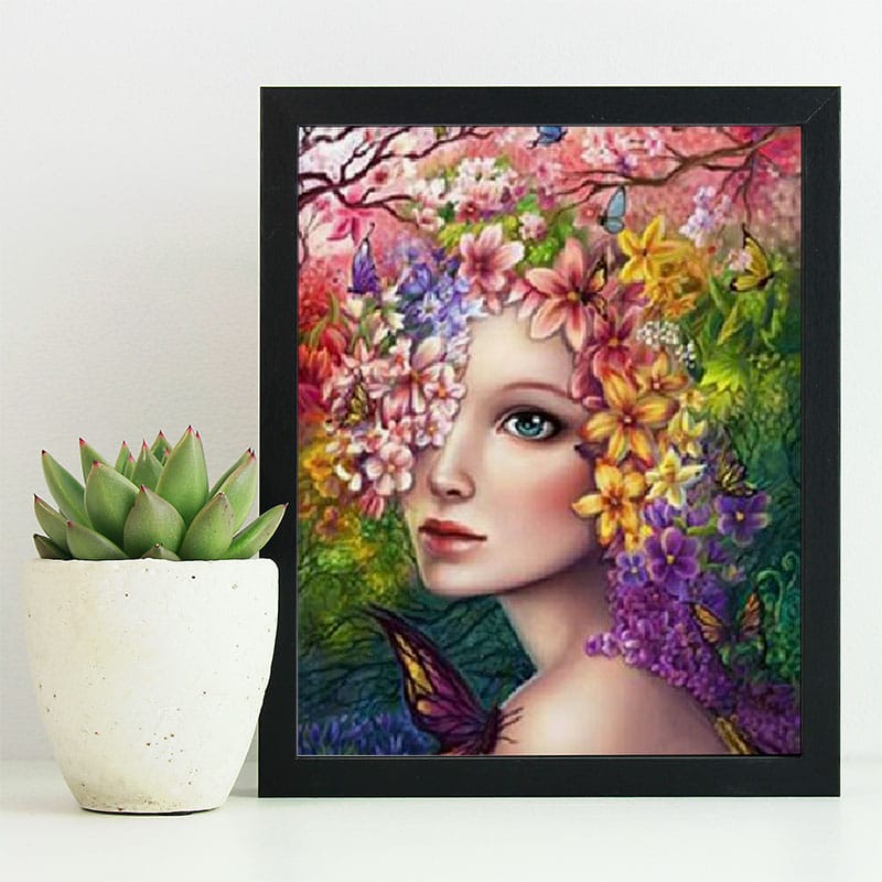 Abstract Art of Woman and Flower