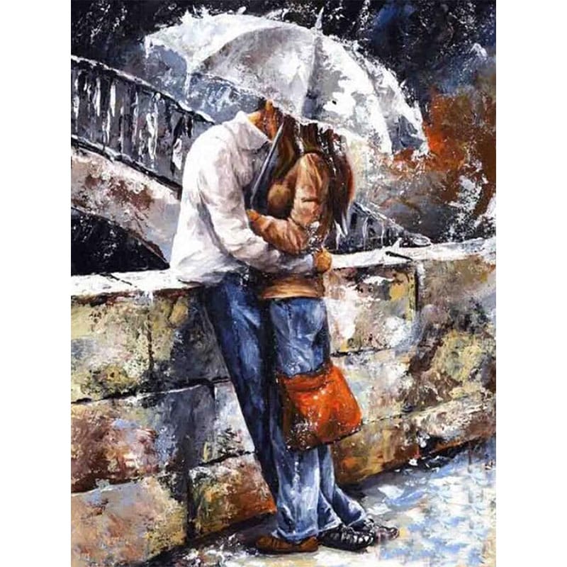 Romantic Couple Under an Umbrella