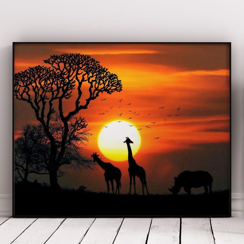 Giraffe And Sunset